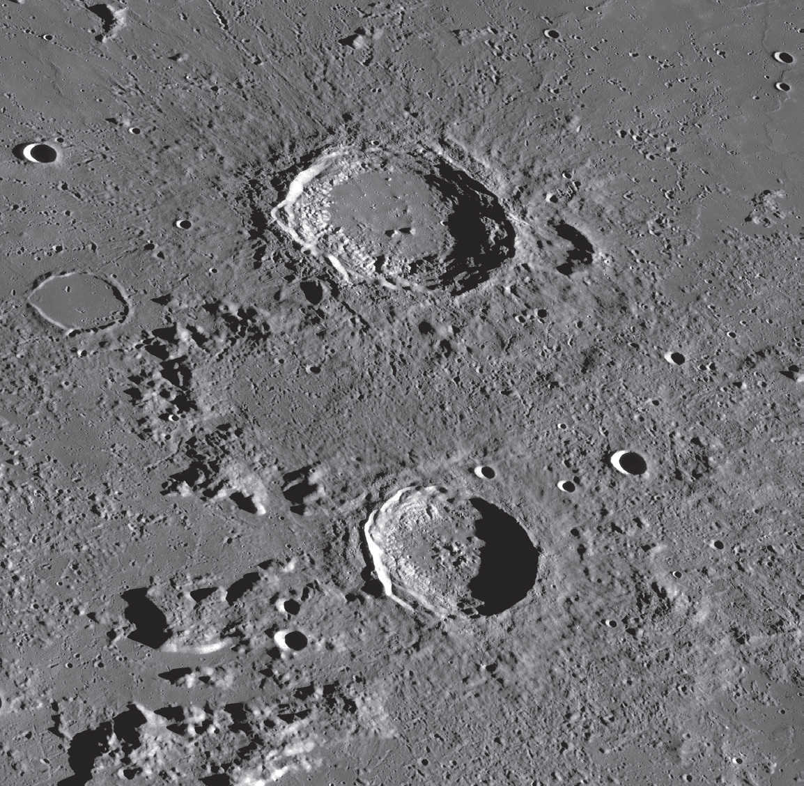 Both craters are in well-prederved condition. NASA/GSFC/Arizona State University