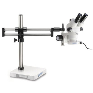 Kern Stereo zoom microscope OZM 932, bino, 7-45x, HSWF 10x23 mm, Tripod double arm, 430x480mm, w. table top, ring light LED 4.5 W