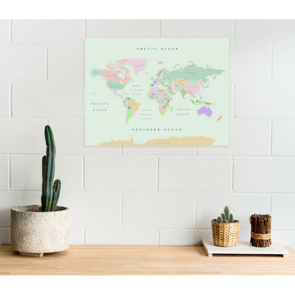 Miss Wood Woody Map Watercolour Retro L