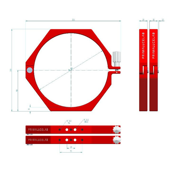 PrimaLuceLab Tube clamps PLUS 180mm