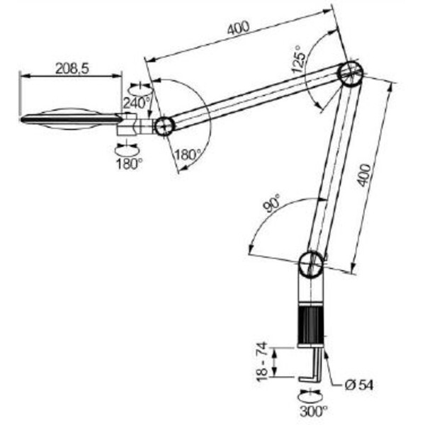 Eschenbach varioLED+ magnifying lamp, 3.55D, 1.9x, Ø132mm, AA100mm