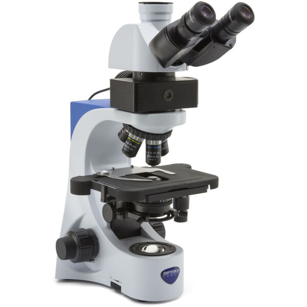 Optika microscope B-383LD, trino, FL-LED, blue Filters, N-PLAN, IOS, 40x-1000x