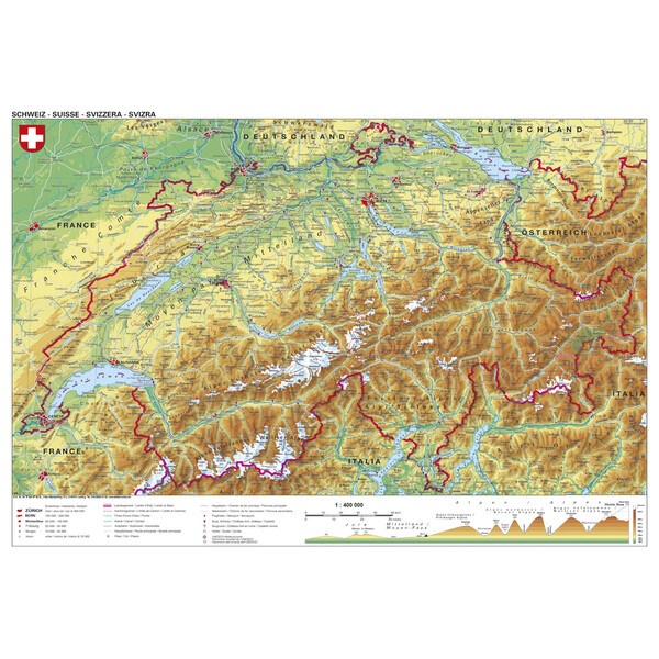 Stiefel Map Schweiz physisch (98 x 68 cm)