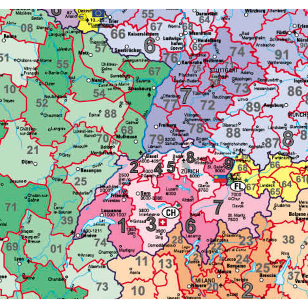 Stiefel Continental map Europe postcode (97 x 119 cm)