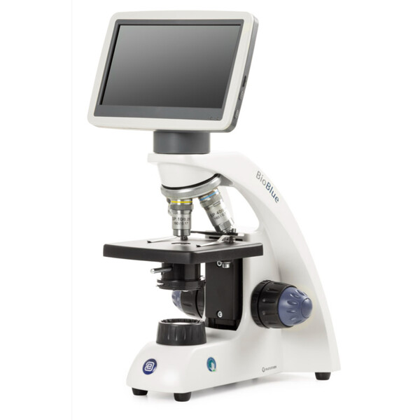 Euromex Microscope BioBlue, BB.4200-LCD, 7 inch LCD screen, SMP 4/10/S40x objectives, DIN, 40x - 400x, 10x/18, LED, 1W, simple Specimen stage