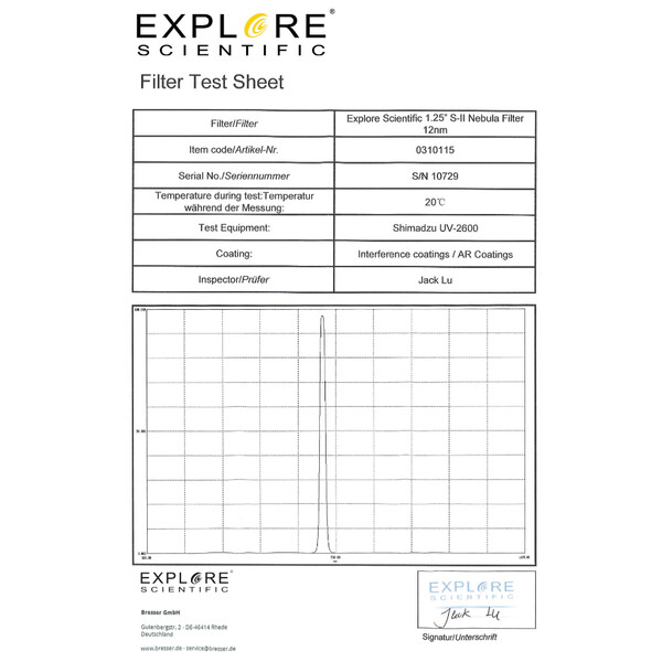 Explore Scientific Filters SII 12nm 1.25"