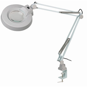 Schweizer Magnifying lamp scissor arm table clamp, 2x/Ø125mm, biconvex, 22W