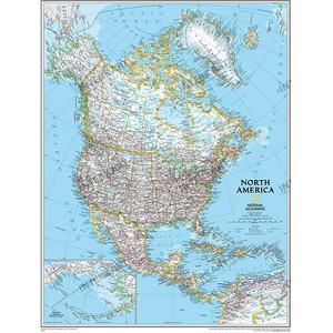 National Geographic Continent map north America, politically groïoe