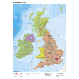 Stiefel National Geographic antique map of the British Isles and Ireland political (68x98)