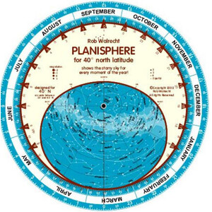 Rob Walrecht Star chart Planisphere 40°N 25cm