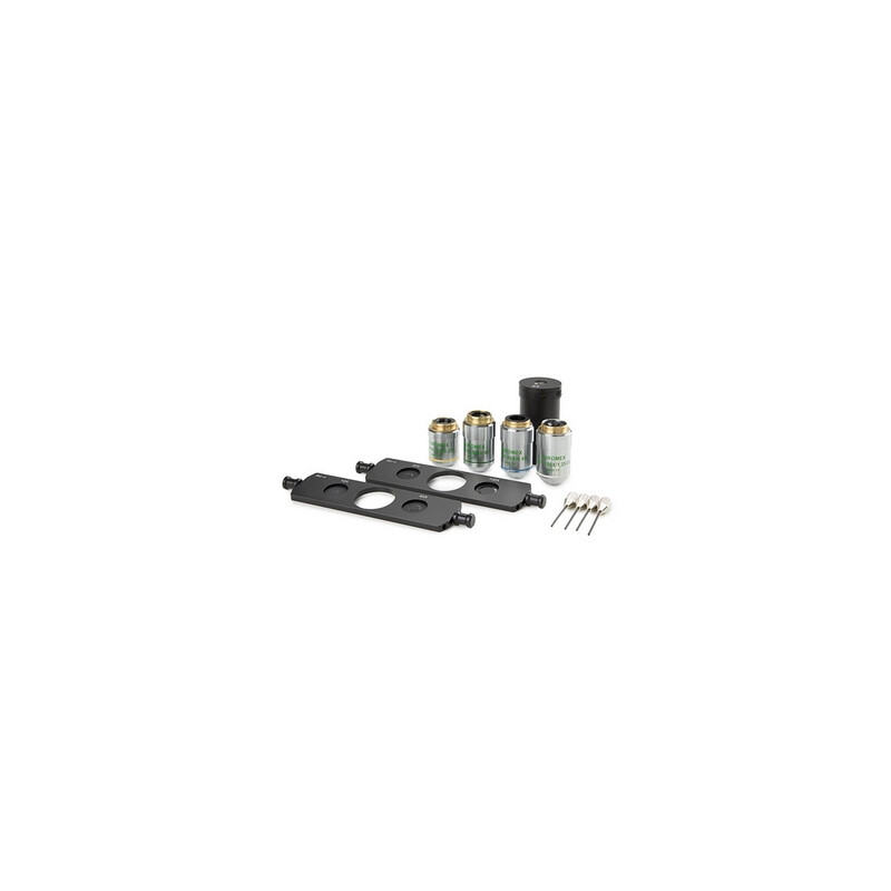 Euromex AE.3186, phase contrast kit; 10x/20x/40x/S100x oil plan objectives, 2 sliders phase contrast rings (Oxion)