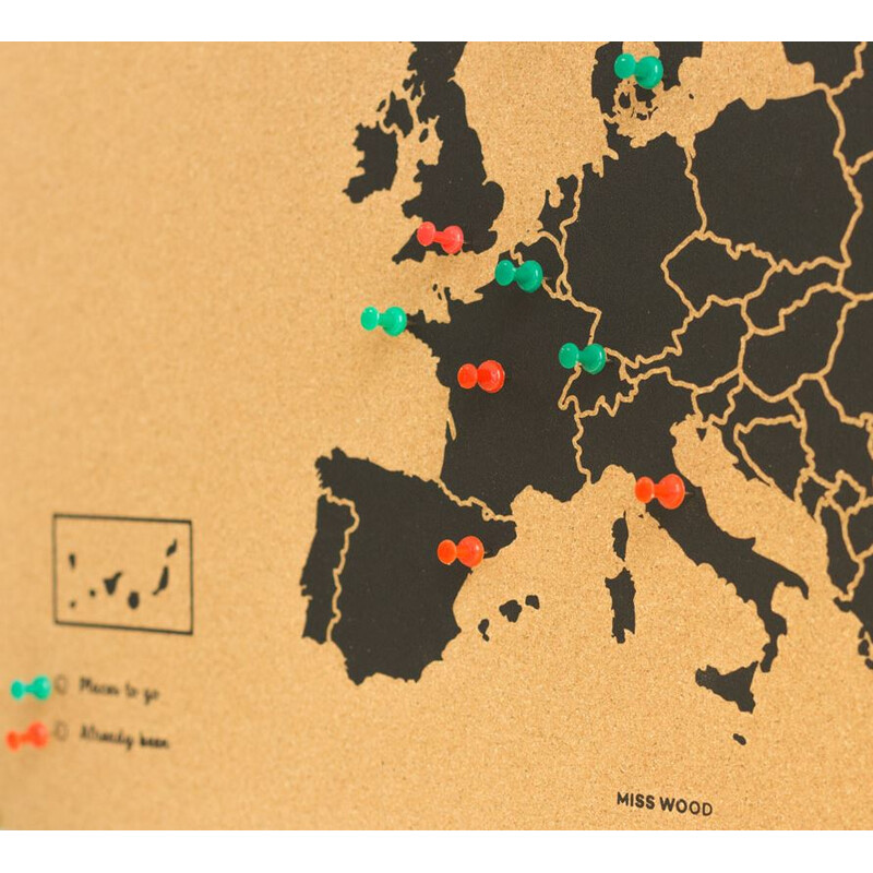 Miss Wood Woody Map Europa schwarz XL