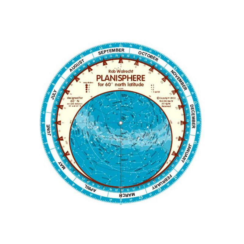 Rob Walrecht Star chart Planisphere 60°N 25cm