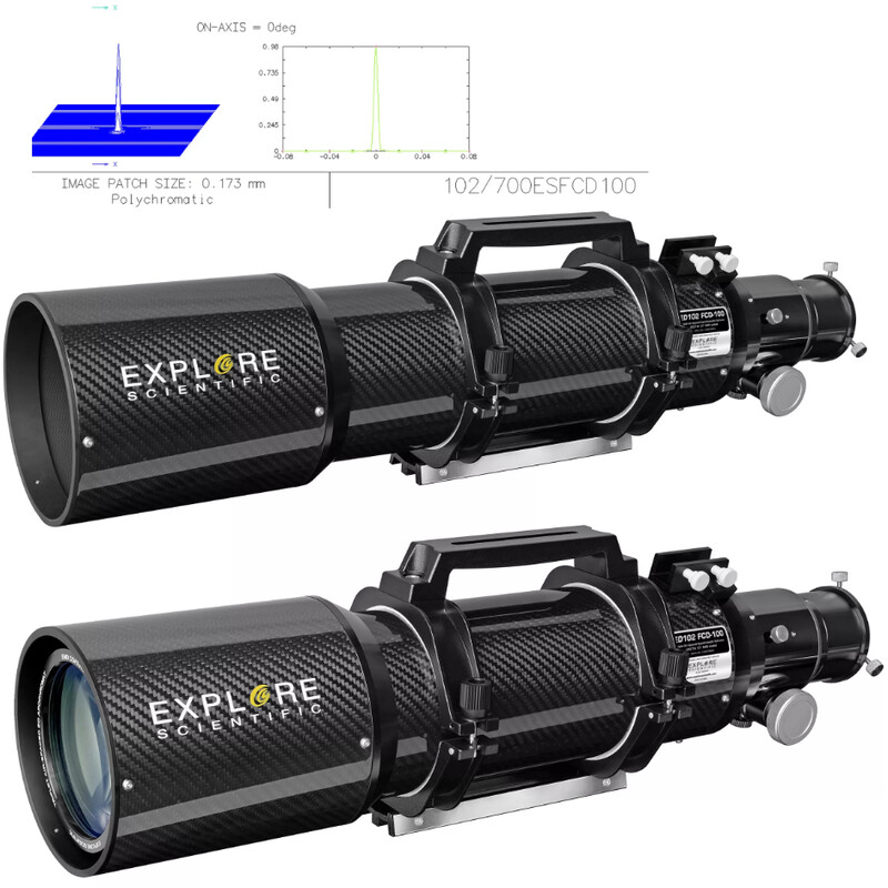 Explore Scientific Apochromatic refractor AP 102/714 ED FCD-100 CF Hexafoc iEXOS-100 PMC-8 Wi-Fi GoTo